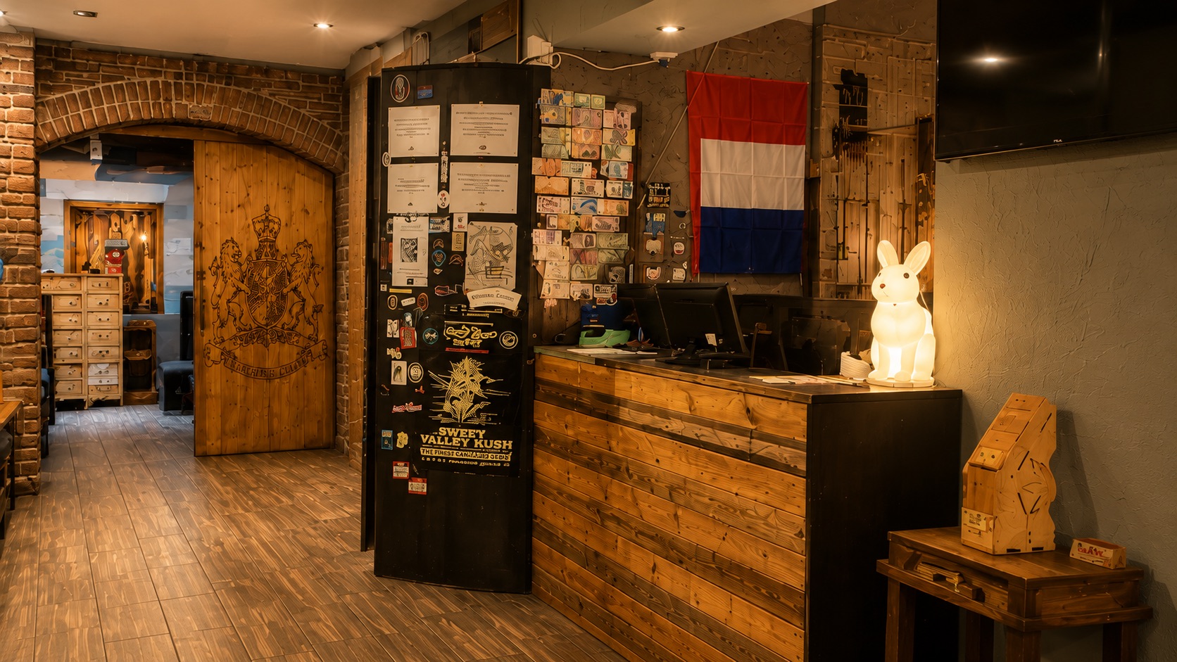 Dam Square reception area with Dutch flag